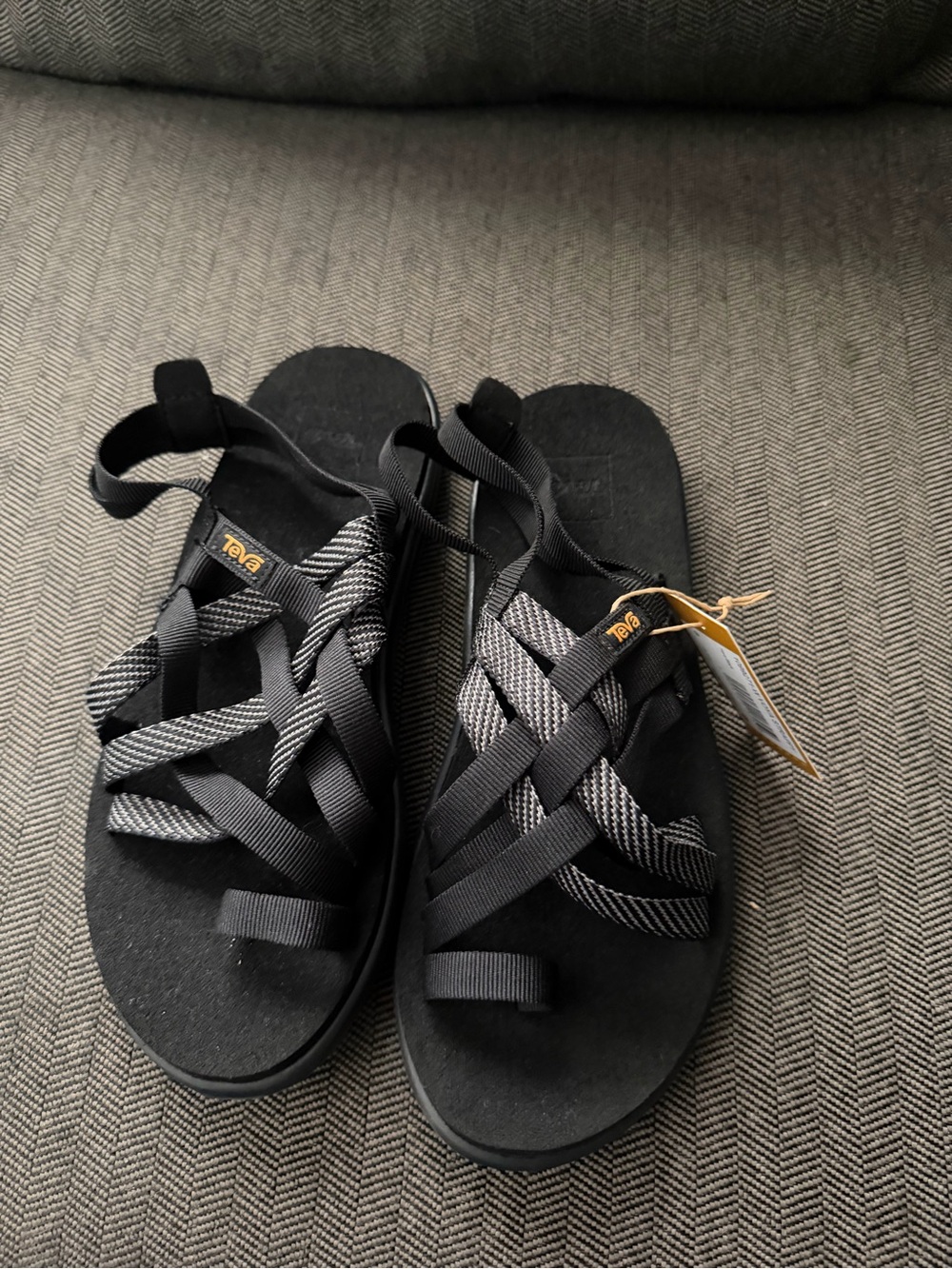 Teva Women's Black and Gray Strappy Woven Sandals - Picture 2 of 5